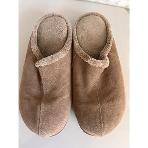 NAP Brookstone Memory Foam Indoor Outdoor Tan Slippers Size Small Comfort